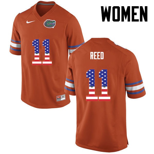 Florida Gators Women #11 Jordan Reed College Football Jersey USA Flag Fashion Orange